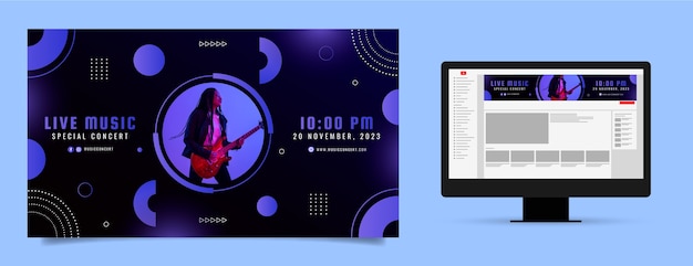 Vector gratuito concierto de música arte del canal de youtube