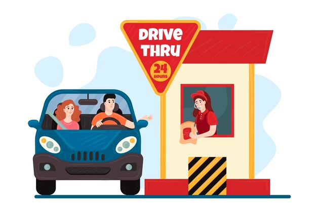Conducir a través de la ilustración de la ventana con automóvil