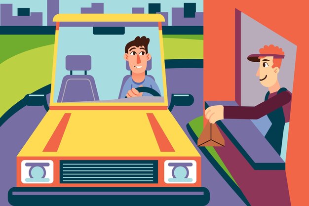 Conducir a través de la ilustración de la ventana