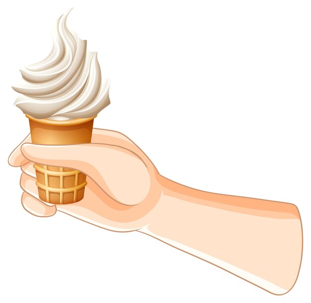 Cone de helado en la mano