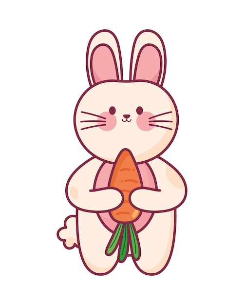 Vector gratuito conejo alegre ama las zanahorias