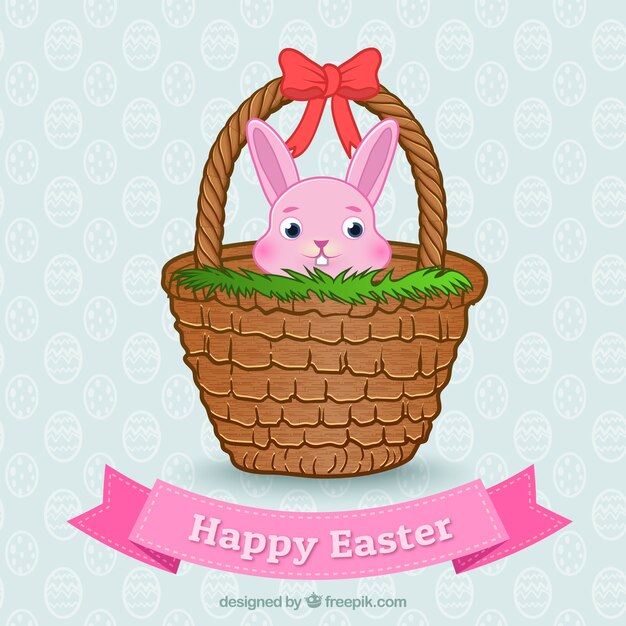 Conejo de Pascua en una cesta
