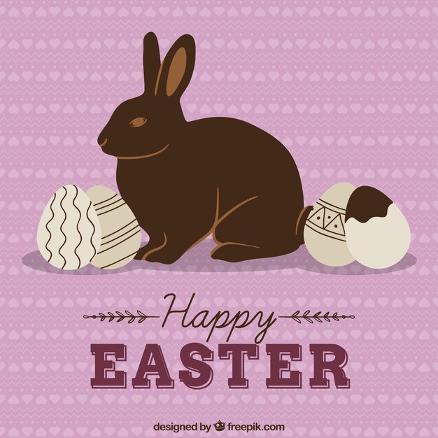 Conejo de pascua y huevos de chocolate
