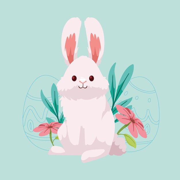 Conejo primaveral con flores