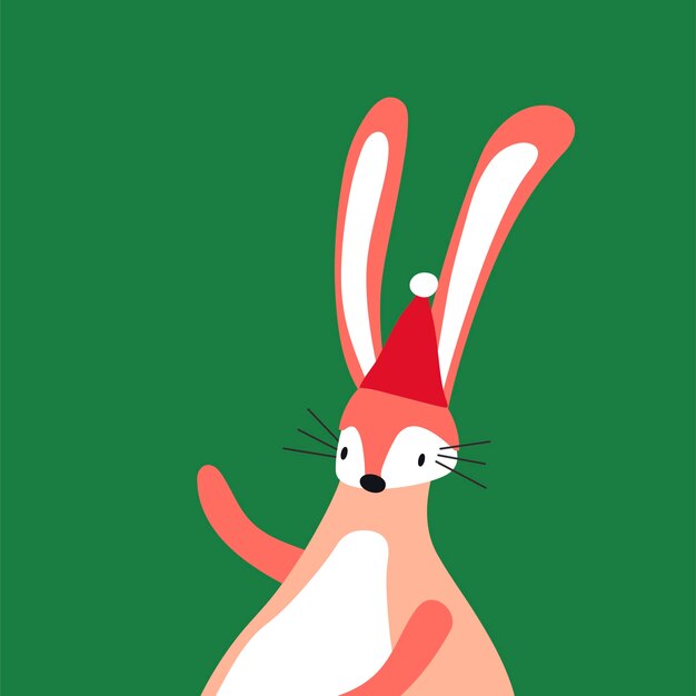Conejo rosa en un vector de estilo de dibujos animados