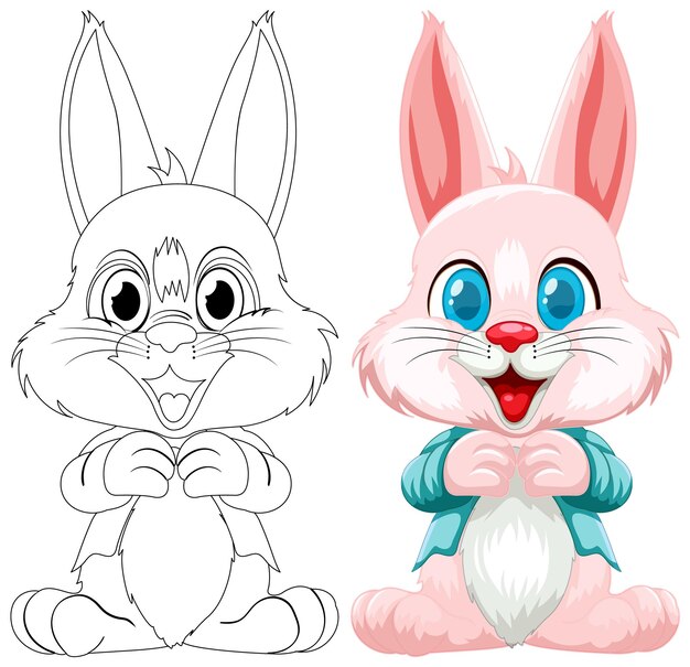Conejos de dibujos animados uno al lado del otro