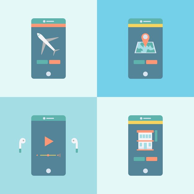 conexión colección teléfono inteligente dispositivo tecnológico dispositivo digital