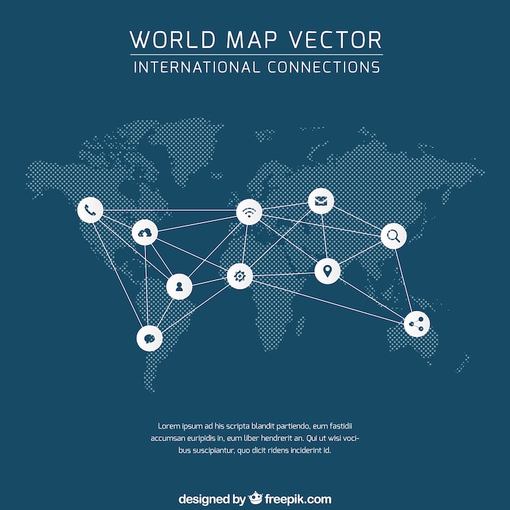 Vector gratuito conexión mapa del mundo