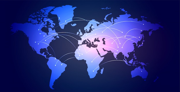 Conexión de red global mapa del mundo fondo digital