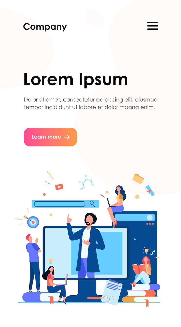 Vector gratuito conferencia de lectura del profesor en línea aislado. los estudiantes aprenden lecciones a través de una computadora portátil y un seminario web de escucha. concepto de tecnología y educación informática