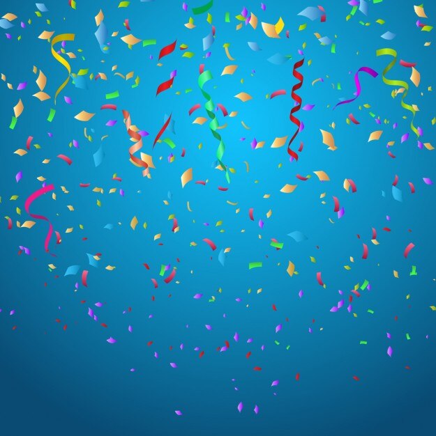 Confeti de colores sobre un fondo azul