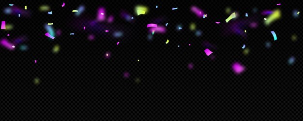 Confeti de colores volando en el aire en transparente