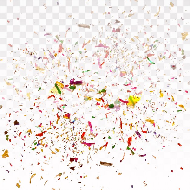 Confeti colorido sobre fondo transparente