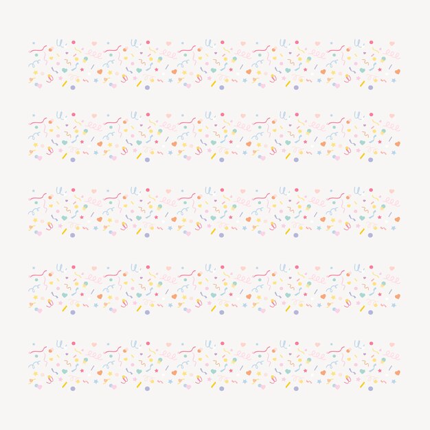 Confeti, ilustración, cepillo, vector, garabato, seamless, patrón, cepillo, conjunto