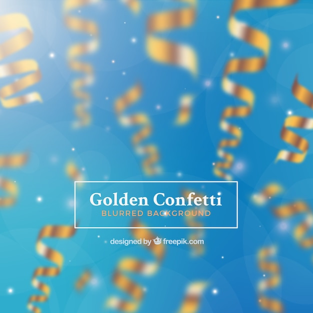 Vector gratuito confetti dorado con fondo desenfocado