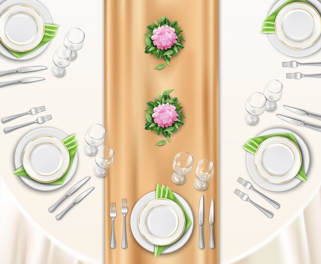 Configuración de la mesa de la cena