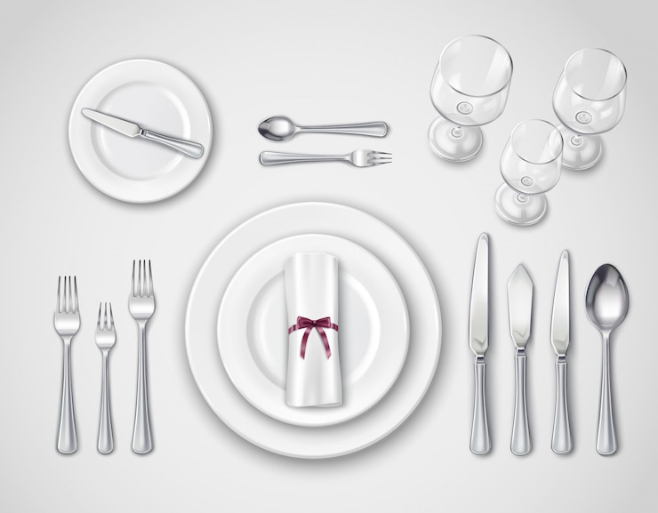 Vector gratuito configuración de tabla vista superior realista