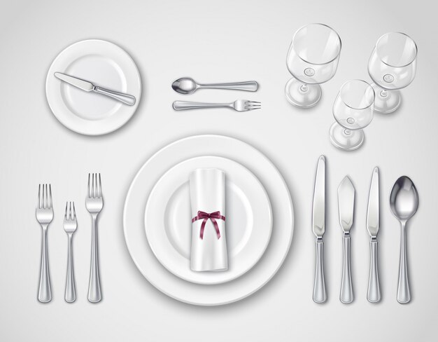 Configuración de tabla Vista superior realista