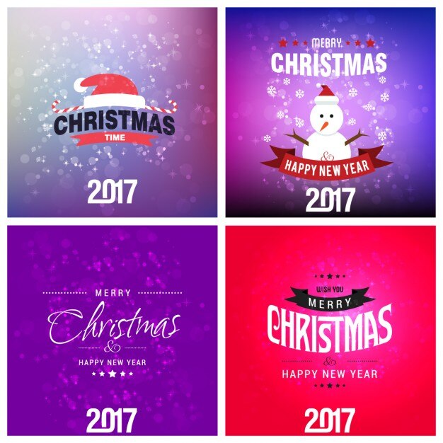Conjuno de tarjetas de navidad brillantes