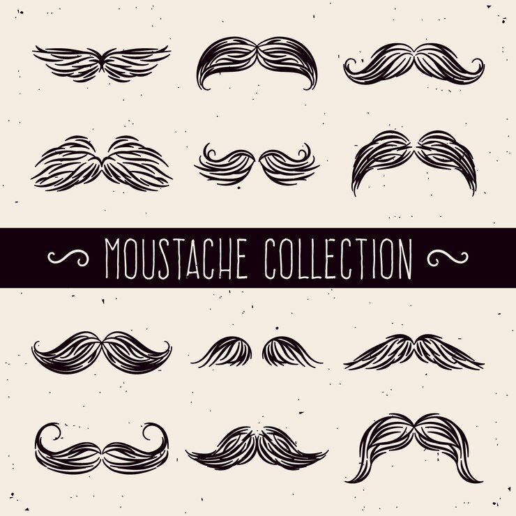 Vector gratuito conjunto de 12 bigotes flat