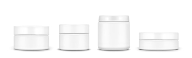 Conjunto 3D de frascos de crema aislados en blanco