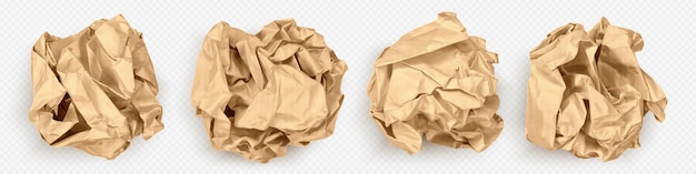 Vector gratuito conjunto 3d realista de bolas de papel arrugado