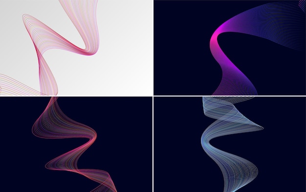 Conjunto de 4 fondos de línea vectorial para elevar sus diseños