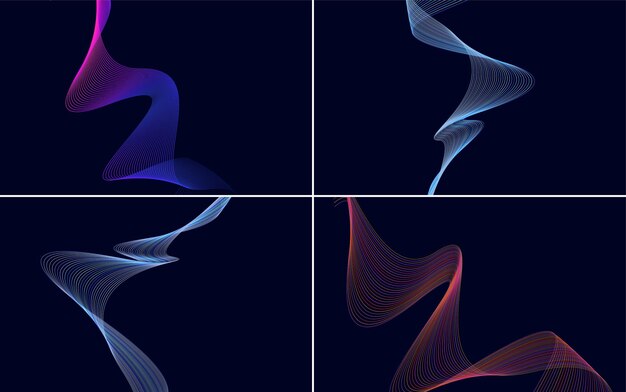 Conjunto de 4 fondos de patrón de ondas geométricas para agregar profundidad a su diseño