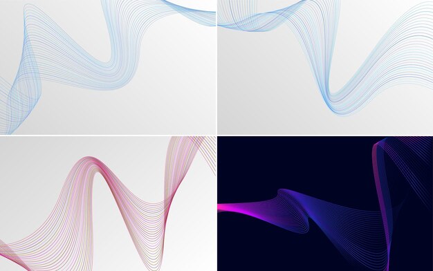 Conjunto de 4 fondos de patrón de ondas geométricas para elevar su trabajo
