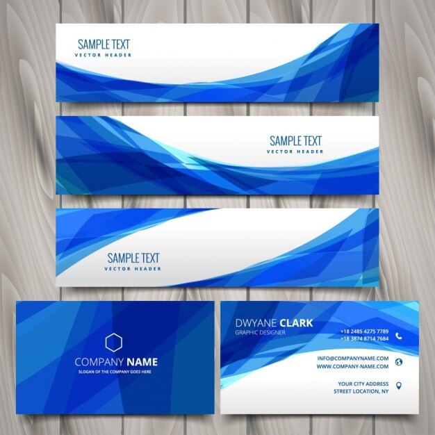 conjunto abstracto de banners web y tarjetas de visita