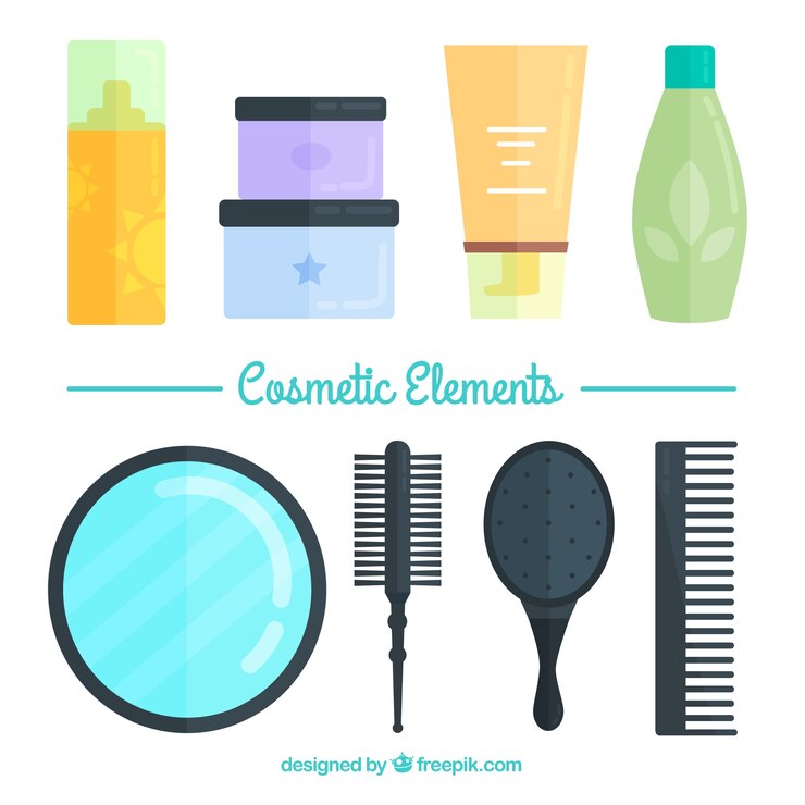 Vector gratuito conjunto de accesorios de belleza