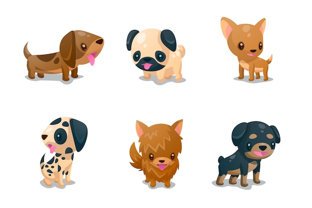 Vector gratuito conjunto de acompañantes esponjosos para perros