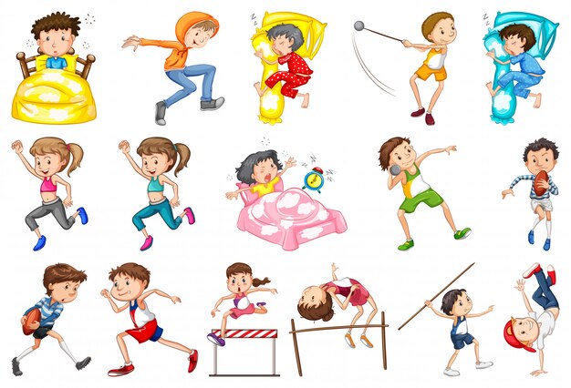 Conjunto de actividades diarias para niños.