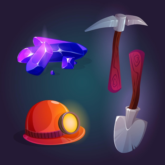 Vector gratuito conjunto de activos de juego de minería