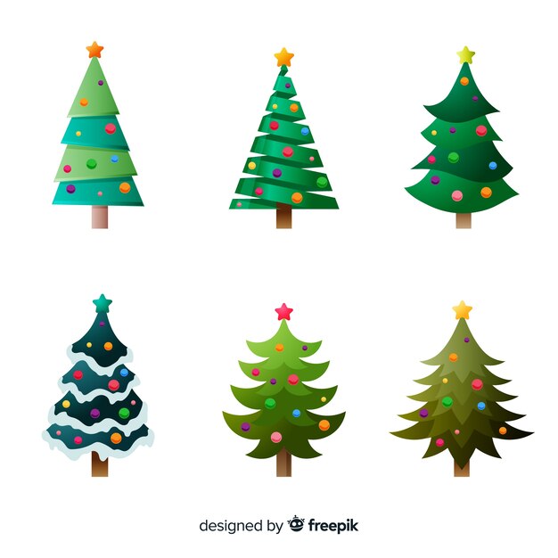 Conjunto adorable de árboles de navidad con diseño abstracto