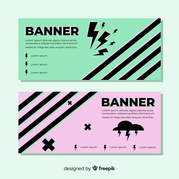 Conjunto adorable de banners coloridos