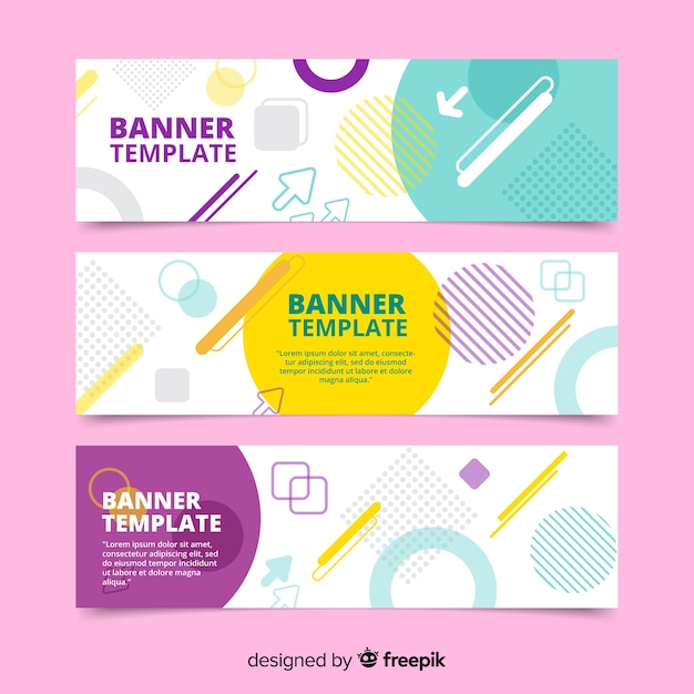 Vector gratuito conjunto adorable de banners coloridos