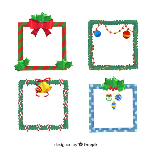 Conjunto adorable de bordes y marcos de navidad