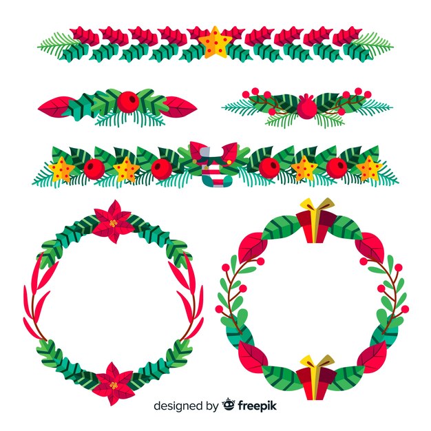Conjunto adorable de bordes y marcos de navidad