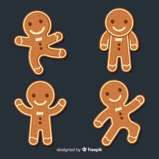 Vector gratuito conjunto adorable de galletas de gengíbre de navidad