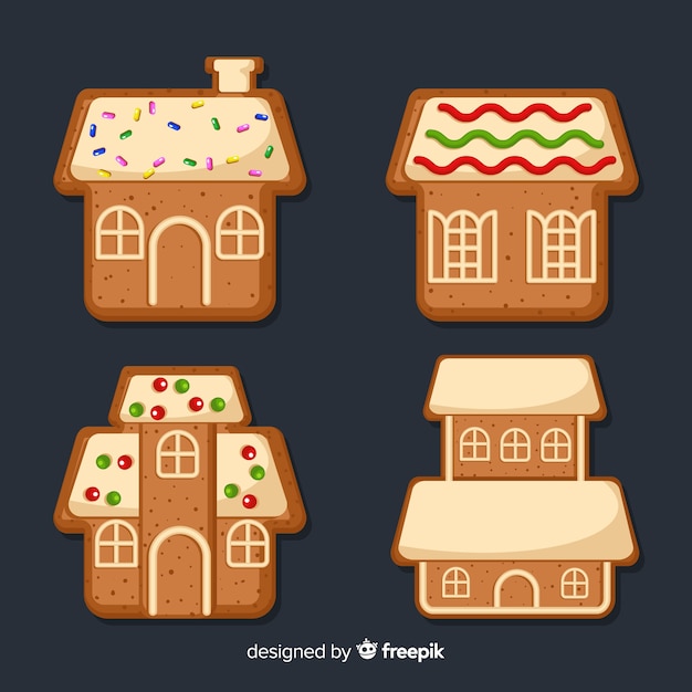 Vector gratuito conjunto adorable de galletas de gengíbre de navidad