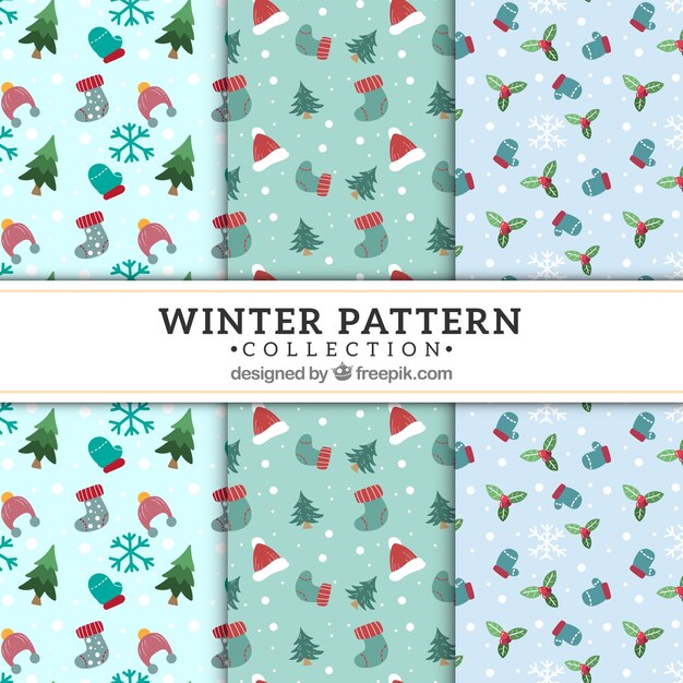 Conjunto adorable de patrones de invierno coloridos