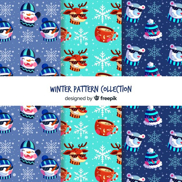 Conjunto adorable de patrones de invierno coloridos