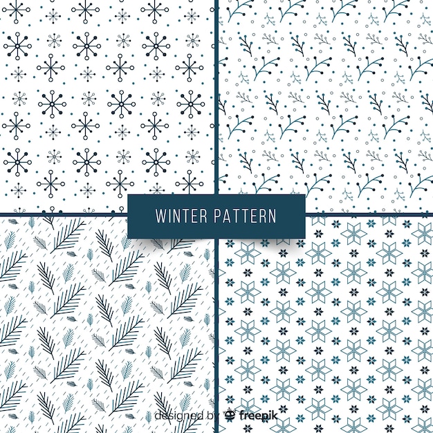 Vector gratuito conjunto adorable de patrones de invierno