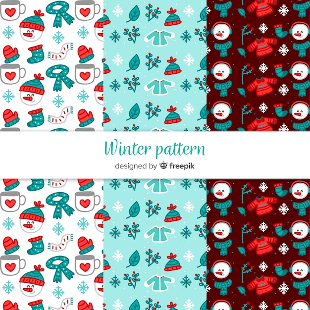 Conjunto adorable de patrones de invierno