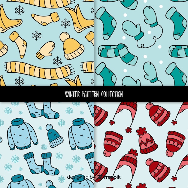 Conjunto adorable de patrones de invierno
