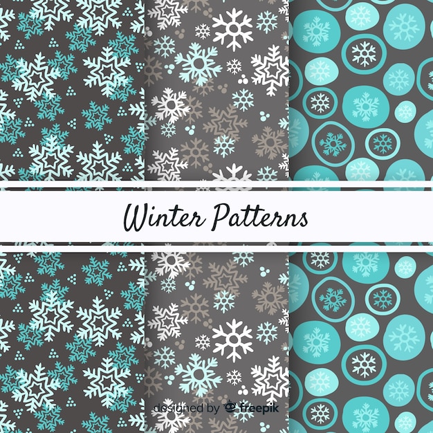 Vector gratuito conjunto adorable de patrones de invierno