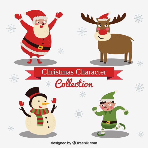 Conjunto adorable de personajes navideños