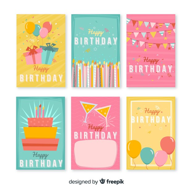 Conjunto adorable de tarjetas de cumpleaños