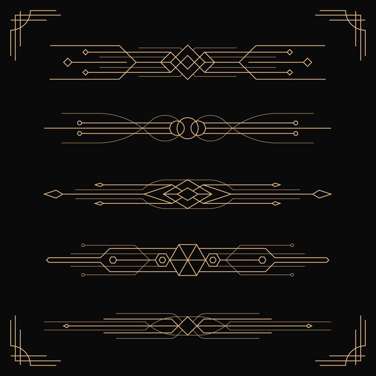 Vector gratuito conjunto de adornos art deco de diseño plano